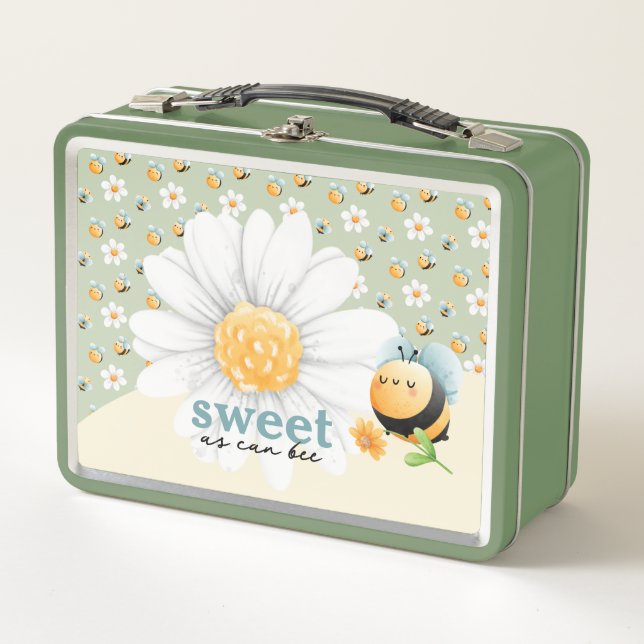 Cute Honey Bee Pattern Customisable Metal Lunch Box (Front)
