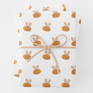 Cute honey bee pattern. Funny yellow animal kids Wrapping Paper Sheet