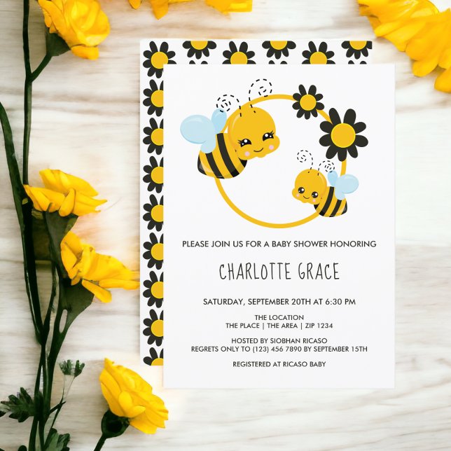 Cute Honey Bee Personalised Baby Shower Invitation (Cute Honey Bee Personalized Baby Shower Invitation from Ricaso)