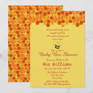 Cute Honey Bee Themed Baby Shower Invitation