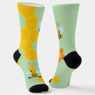 Cute Honey Bee With Flowers Socks