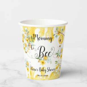 Cute Honey Bees Yellow Floral Baby Shower Paper Cups