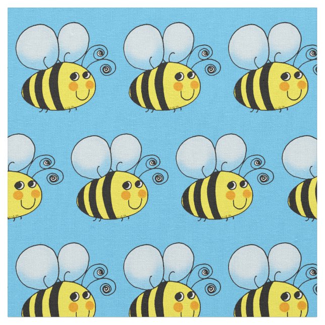 cute honey bumble bee pattern fabric (Close Up)