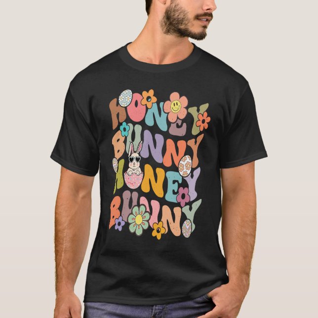 Cute Honey Bunny Retro Easter Day Couple Husband W T-Shirt (Front)