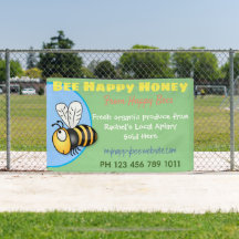 Cute honey for sale bee apiary produce cartoon sig