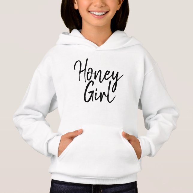 Cute Honey Girl Typography Black & White Girly  (Front)