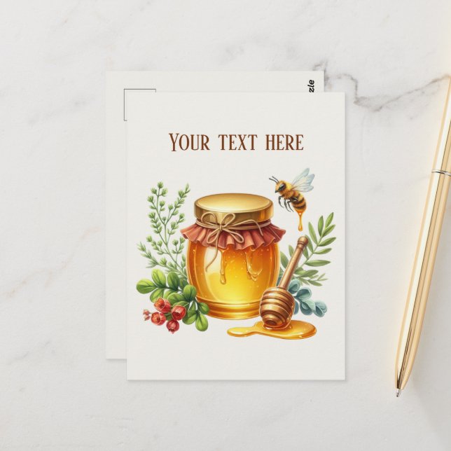 Cute honey makers vendors add text  postcard (Front/Back In Situ)