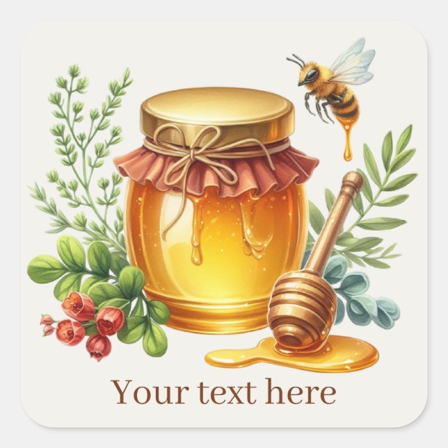 Cute honey makers vendors add text square sticker (Front)