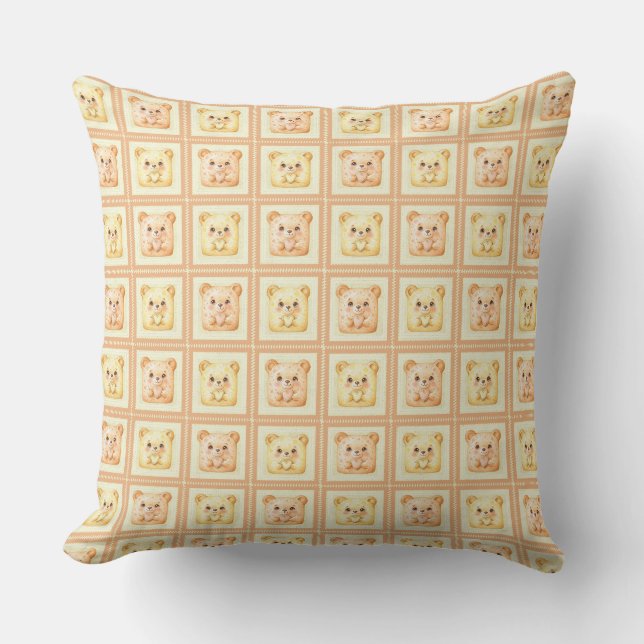 Cute Honey Patchwork cookie Teddy Bear Cushion (Front)