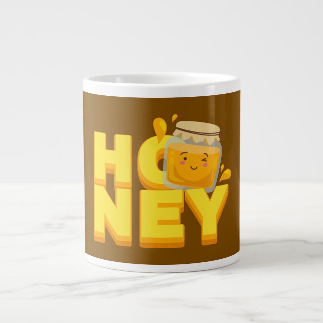 Cute honey text design large coffee mug (Front)