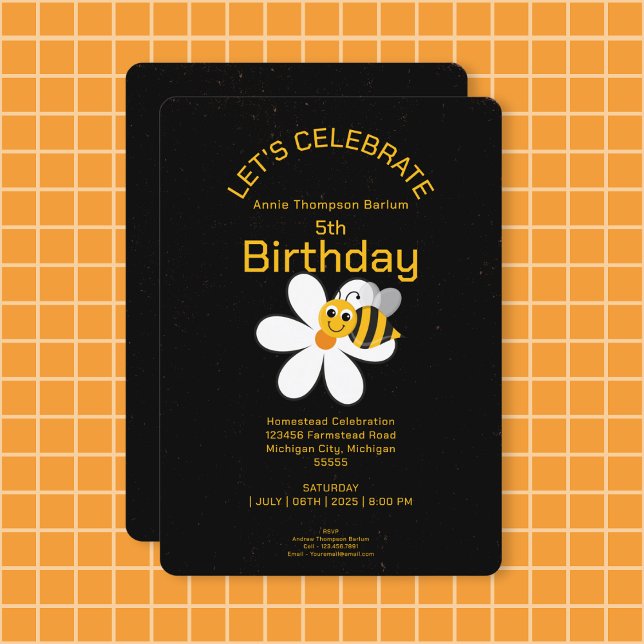 Cute Honeybee & Daisy Birthday Invitation (Buzz into a Sweet Celebration!)
