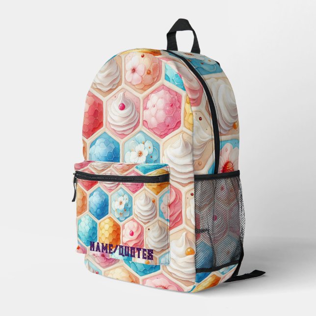 Cute Honeycomb Dessert Seamless Design Printed Backpack (Back Corner Right)
