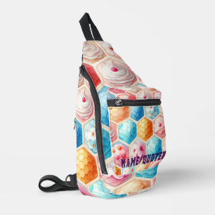 Cute Honeycomb Dessert Seamless Design Sling Bag
