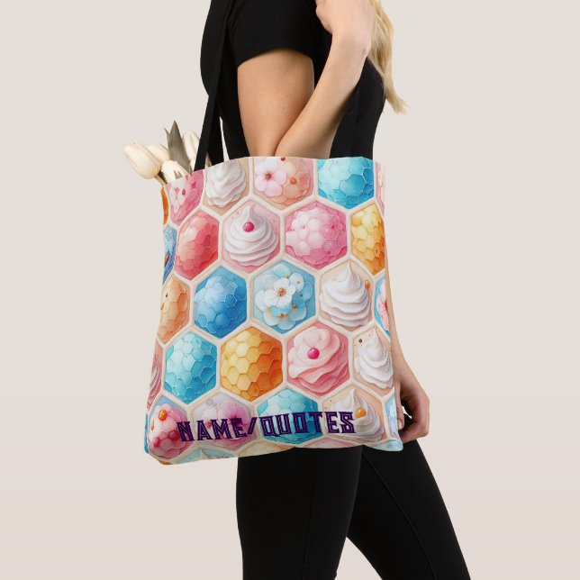 Cute Honeycomb Dessert Seamless Design Tote Bag (Close Up)