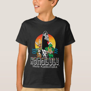 Cute Honolulu Oahu Hawaii Island Surfing Christmas T-Shirt