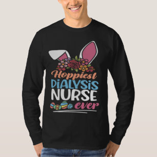 Cute Hoppiest Dialysis Nurse Ever Bunny Ear Red Pl T-Shirt