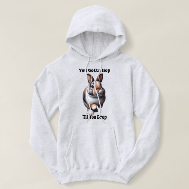 Cute Hopping Rabbit Hoodie (Design Front)