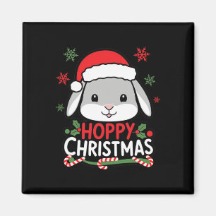 Cute Hoppy Christmas Bunny Lovers Rabbit Holiday G Magnet