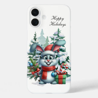 Cute hoppy Holidays bunny customisable  iPhone 16 Plus Case
