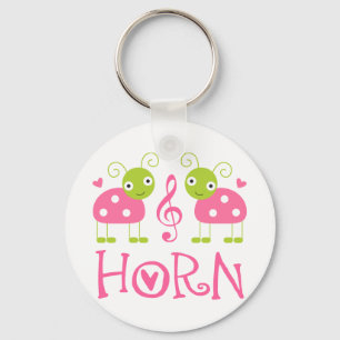 CUTE HORN LADYBUGS PINK KEY RING