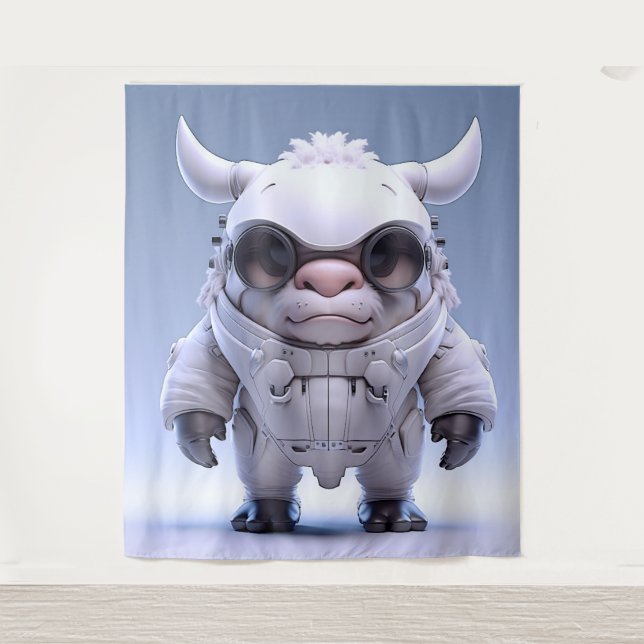 Cute Horned Character Tapestry (Front)