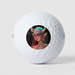 Cute Horned Cyber Demon Girl Golf Balls