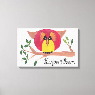 Cute Horned Owl Painting Canvas Print