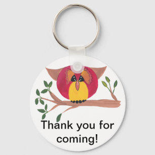 Cute Horned Owl Painting Key Ring