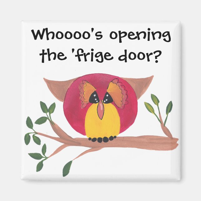Cute Horned Owl Painting Magnet (Front)