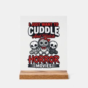 Cute Horror Movie Cuddle Vintage Graphic Shirt Des Acrylic Sign