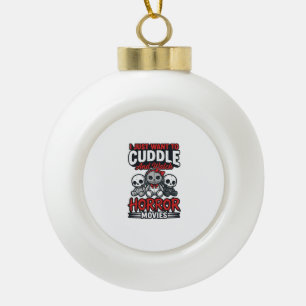 Cute Horror Movie Cuddle Vintage Graphic Shirt Des Ceramic Ball Christmas Ornament
