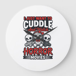 Cute Horror Movie Cuddle Vintage Graphic Shirt Des Large Clock