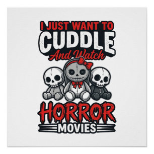Cute Horror Movie Cuddle Vintage Graphic Shirt Des Poster