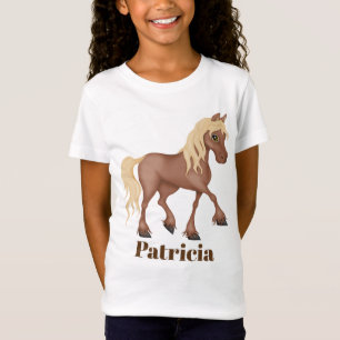 Cute horse add name girls t-shirt