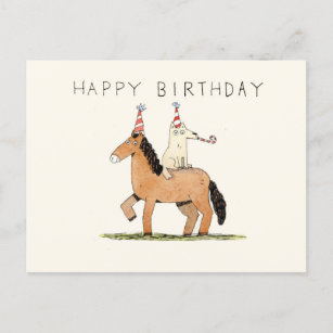 cute horse and dog birthday card