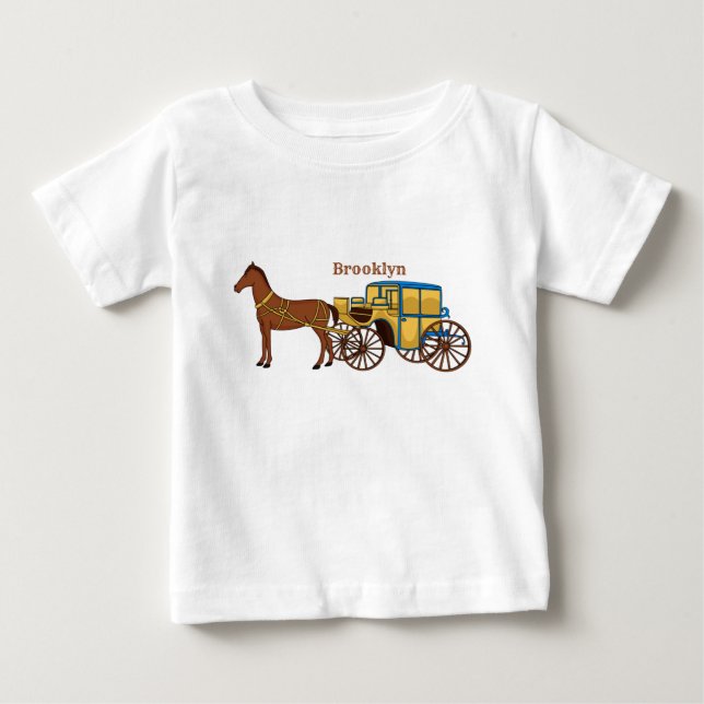 Cute horse and royal carriage illustration baby T-Shirt (Front)