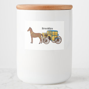 Cute horse and royal carriage illustration food label
