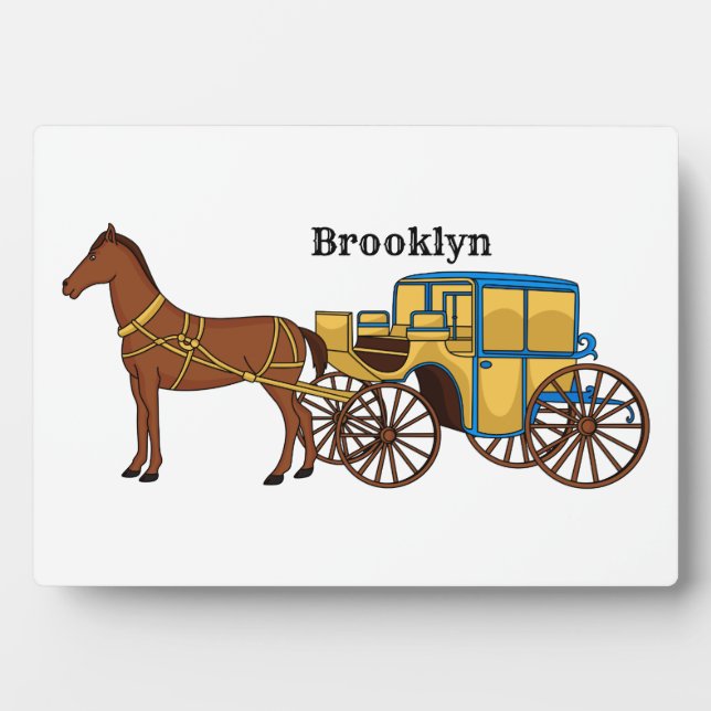 Cute horse and royal carriage illustration plaque (Front)