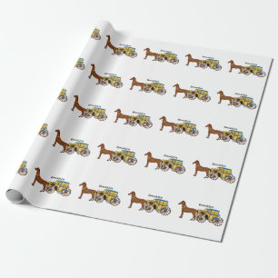 Cute horse and royal carriage illustration  wrapping paper