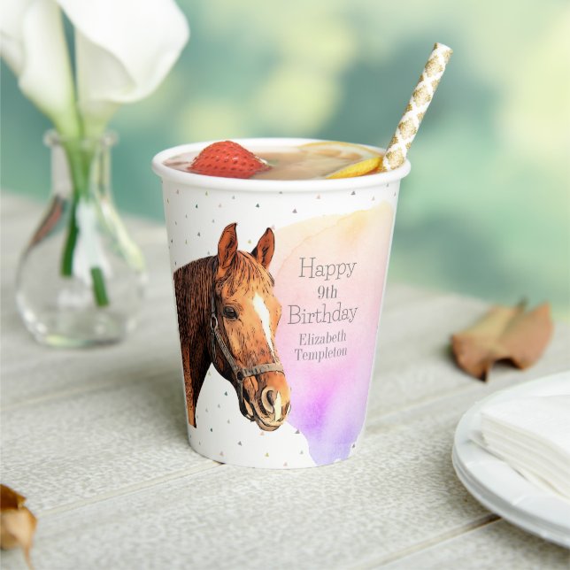 Cute Horse Birthday Party Animal Equestrian Kid's Paper Cups (Insitu)
