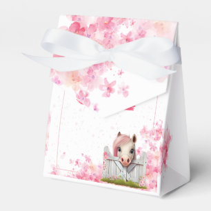 Cute Horse Birthday Pink Floral Personalised Favour Box