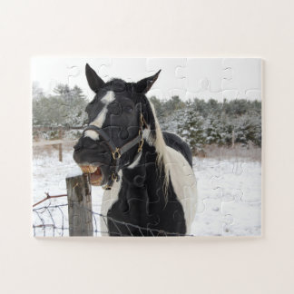 Cute Horse Chewing on a Fence Jigsaw Puzzle