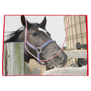 Cute Horse Chewing on a Fence Large Gift Bag