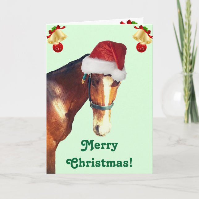 Cute Horse Christmas Greeting Card (Front)