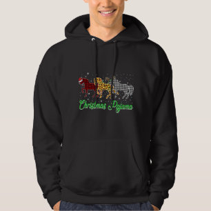 Cute Horse Christmas Pajama Leopard Plaid Prints C Hoodie