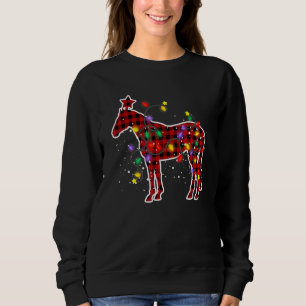 Cute Horse Christmas Pyjamas Xmas Tree Lights For Sweatshirt