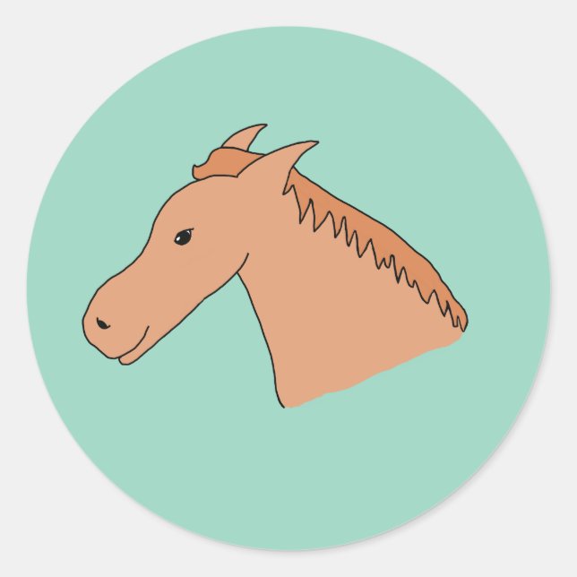 Cute horse classic round sticker (Front)