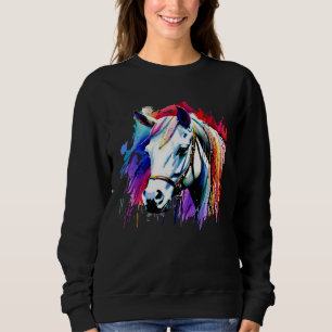 Cute Horse Colorful rainbow colored for equestrian Sweatshirt