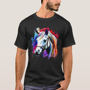 Cute Horse Colourful rainbow coloured for equestri T-Shirt