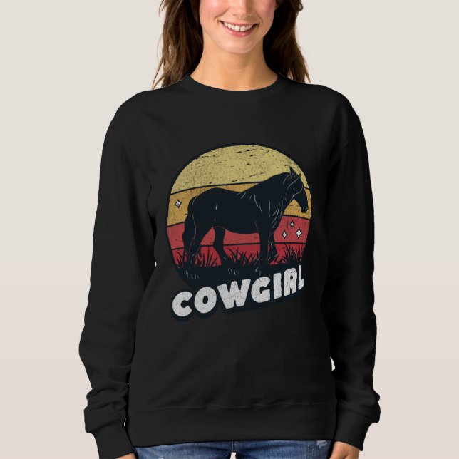 Cute Horse Cowgirl Western Horse Rider Trail Barre Sweatshirt (Front)